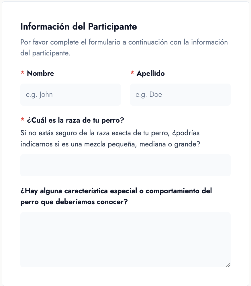 Formularios de inscripción personalizables